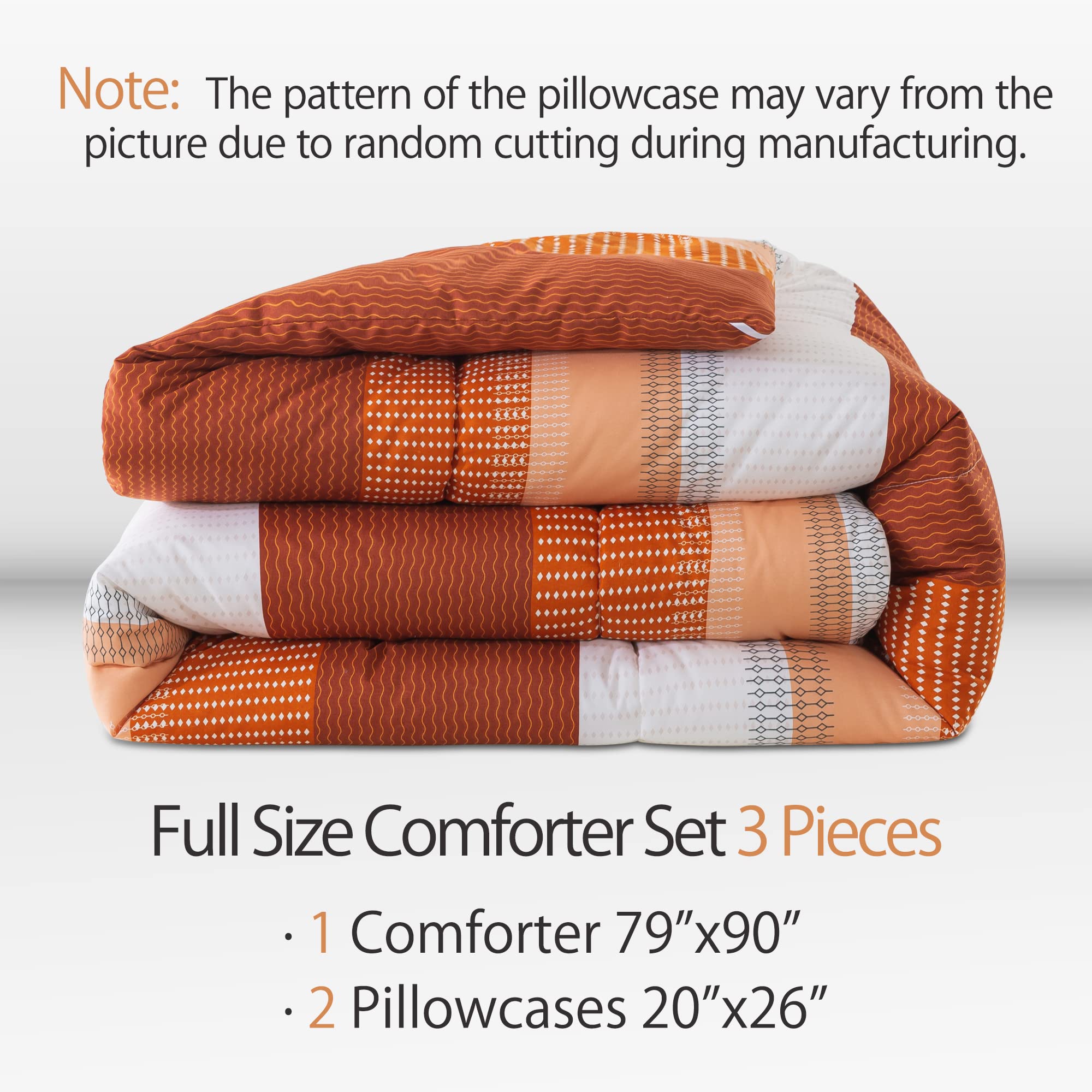 Amazon.com: Andency Stripe Comforter Set Full Size (79x90 Inch), 3
